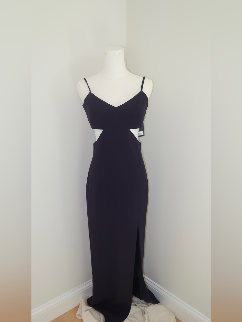 Likely Blue Cutout Spaghetti-Strap Evening Dress hemmed for 5’4”